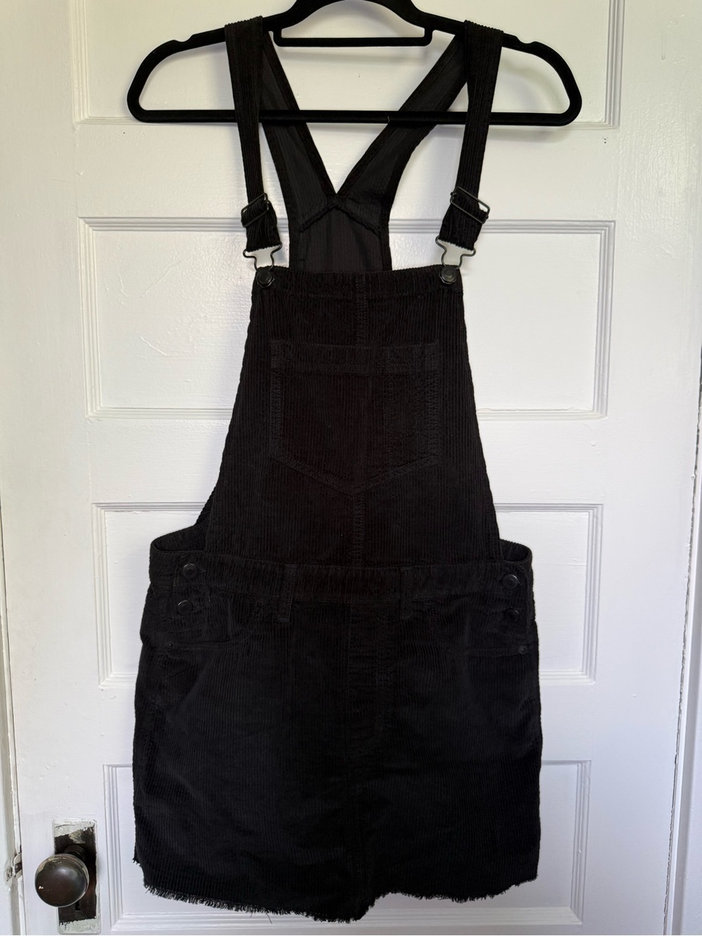American Eagle Outfitters Black Corduroy Overall Mini Dress 90’s Grunge Fall M - Picture 1 of 13